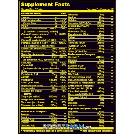 Витамины Animal Pak POWDER Universal Nutrition (388 г)